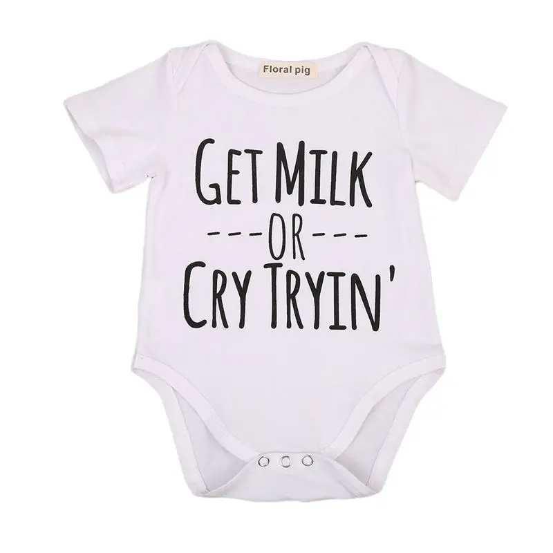 Baby Boys Bodysuit Cotton Short Sleeve Letter Playsuit Clothes Outfits