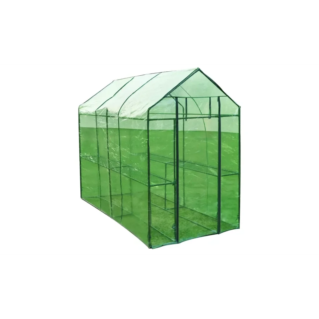 

1-Tier Portable 2 Shelf Greenhouse PVC Cover Garden Cover Plants Flower House Waterproof Corrosion-resistant 120 x 240 x 190 cm