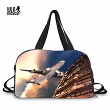 Багажные дорожные сумки хлопковая ткань мужские дорожные сумки 3D самолет печать портативный вещевой мешок выходные с Pcoket обувь