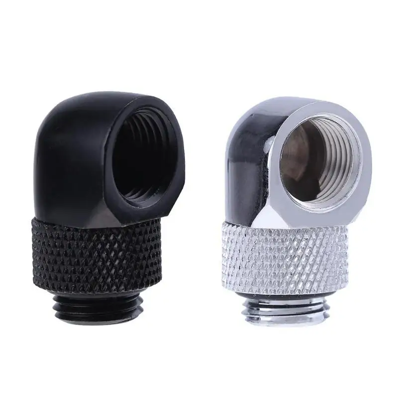 

G1/4 Inner Outer Dual Thread 90 Degree Rotary Water Tube Connector Adapter
