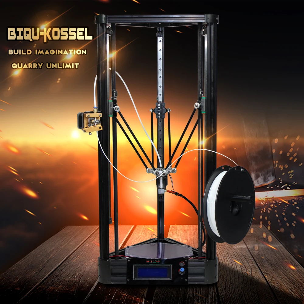 BIQU 2016 BIQU-Kossel 3D Printer 3D Metal Or Pulley Version Linear Guide DIY Kit Kossel DeltaLarge Printing Size