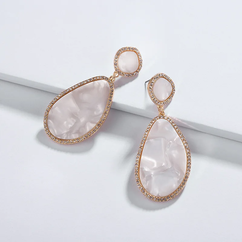 

ZWPON 2019 New Rhinestone Irregularity Acrylic Teardrop Earrings for Women Fashion Gold Water Drop Earrings Jewelry Wholesale