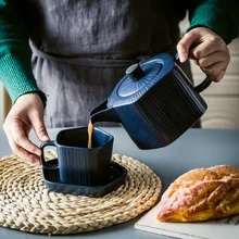 Скандинавский упрощенный керамический чайник кофейник чашка и блюдце большой вместимости для чая Кофейник холодный чайник прибор для воды