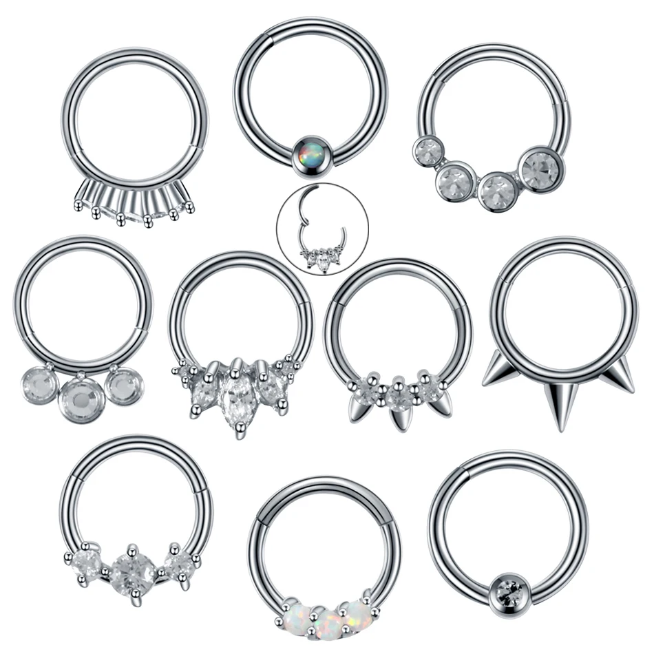 1PC 16G Steel Nose Piercing Segment Hinged Rings Piercing Nariz Septum