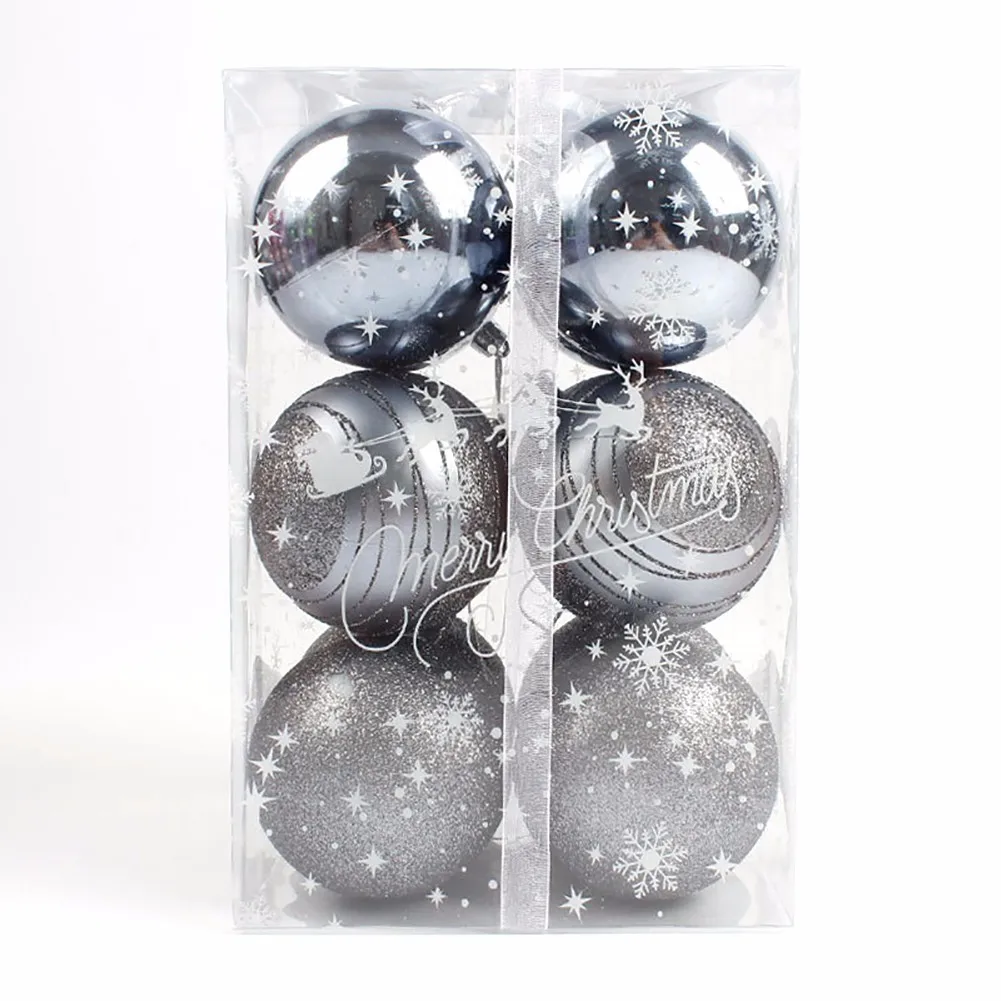 12Pcs 6cm Christmas Tree Ball Baubles Christmas Party Ornament For Festival Party Supplies Home Decoration Gifts 5 Colors - Цвет: Gray