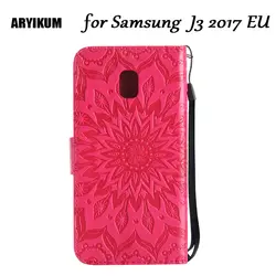 Чехол для Samsung Galaxy J3 2017 ЕС J330 capinha довольно случай Цветок карты карман с Подставки и откидная крышка для samsung J330