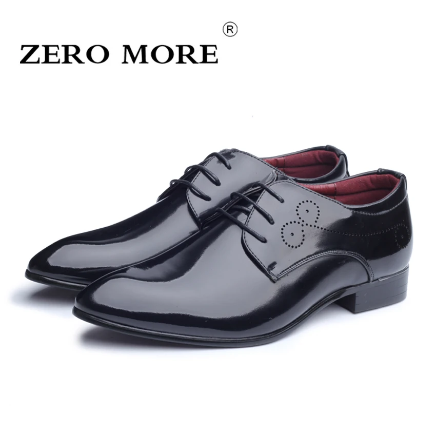 

ZERO MORE Original Brand Men Dress Shoes comfortable PU Leather Oxfords for Men Hollow Formal Wedding Shoes Plus Size 37-48