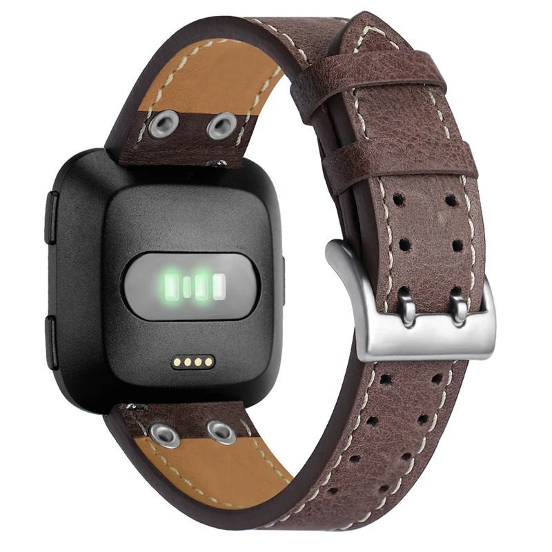 LPWHH Rivet Watch Belt For Fitbit Versa Smart Watches Cow Genuine Leather Watchband Soft Comfortable Metal Buckle Strap Wrist LPWHH Rivet Watch Belt For Fitbit Versa Smart Watches Cow Genuine Leather Watchband Soft Comfortable Metal Buckle Strap Wrist