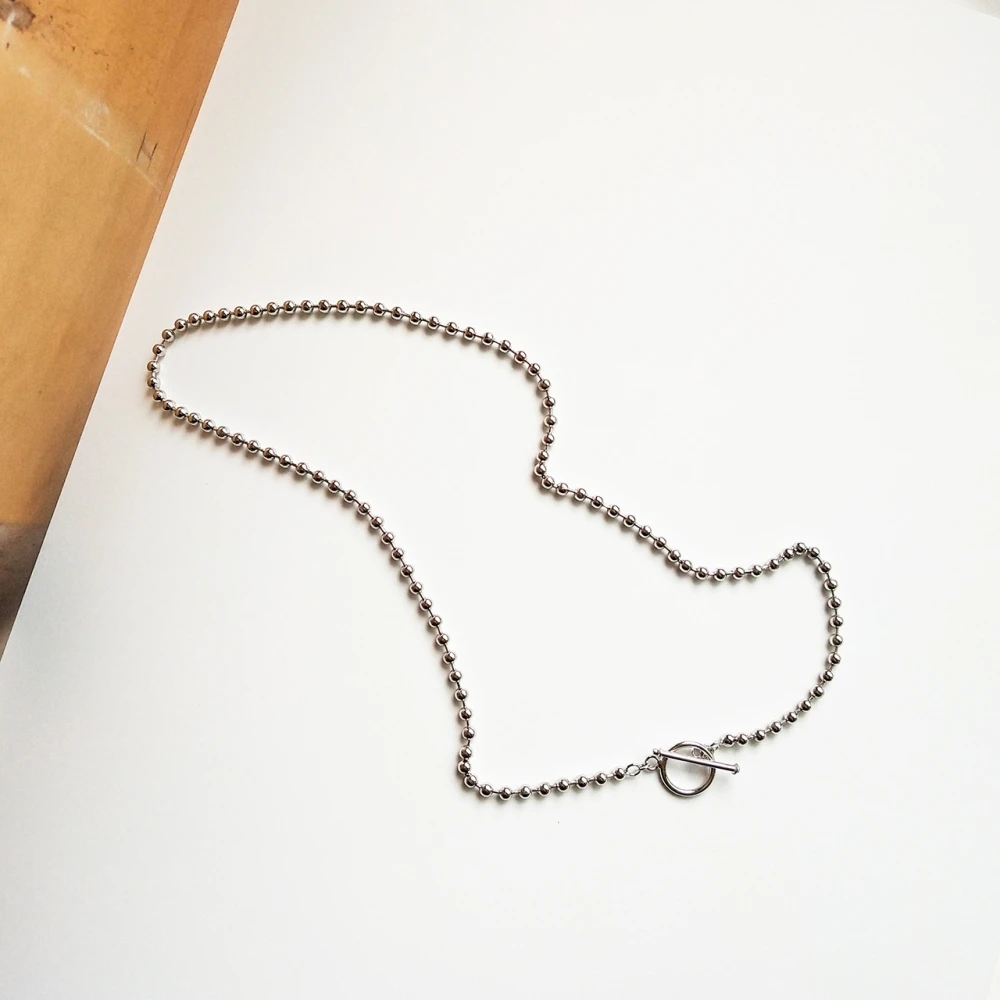 S925 Серебряная бусина ожерелье из бисера с открытые пряжки для женщин ювелирные аксессуары