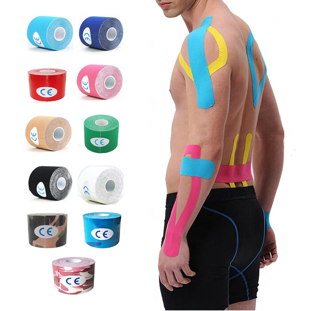 

6 pcs/set 5m Sports Taping Kinesiology Athletic Tape Elastic Adhesive Muscle Bandage Care Physio Strain Injury Support Sticker A