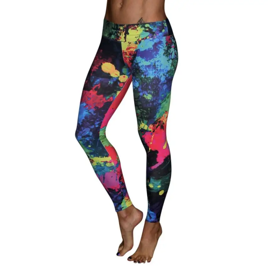 KLV 2017 New Womens Yoga Print Dream Colorful Yoga Workout Gym Sports