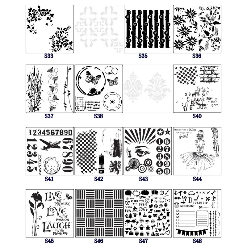 Скрапбукинг предварительно рисунок линейка малярный спрей живопись шаблон полые трафареты Скрапбукинг проштампованный с тиснением шаблон стены