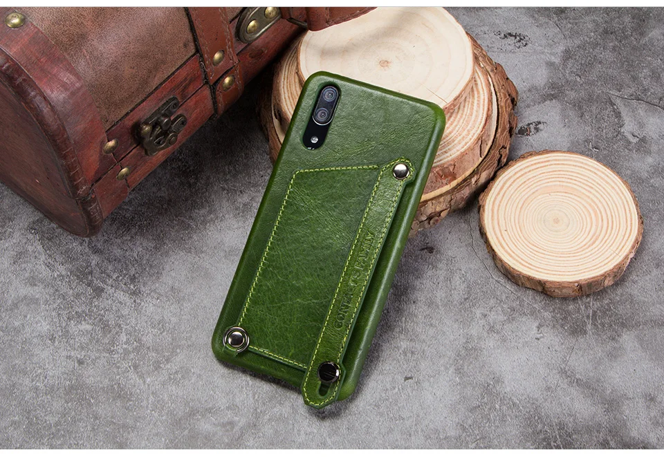 For Huawei P20 Tactile Elegant Genuine Leather Case With Hand Strap Wallet Case For Huawei P20 Back Protective Cover Coque cute huawei phone cases