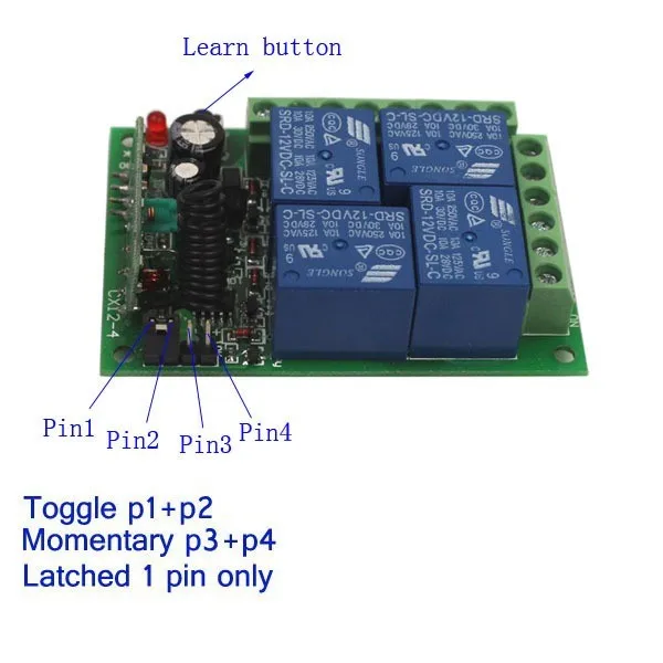 12V 4CH Channel Relay RF Wireless Remote Control-6