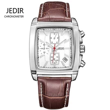 JEDIR fashion casual military chronograph quartz watch men luxury waterproof analog leather wrist watch man free