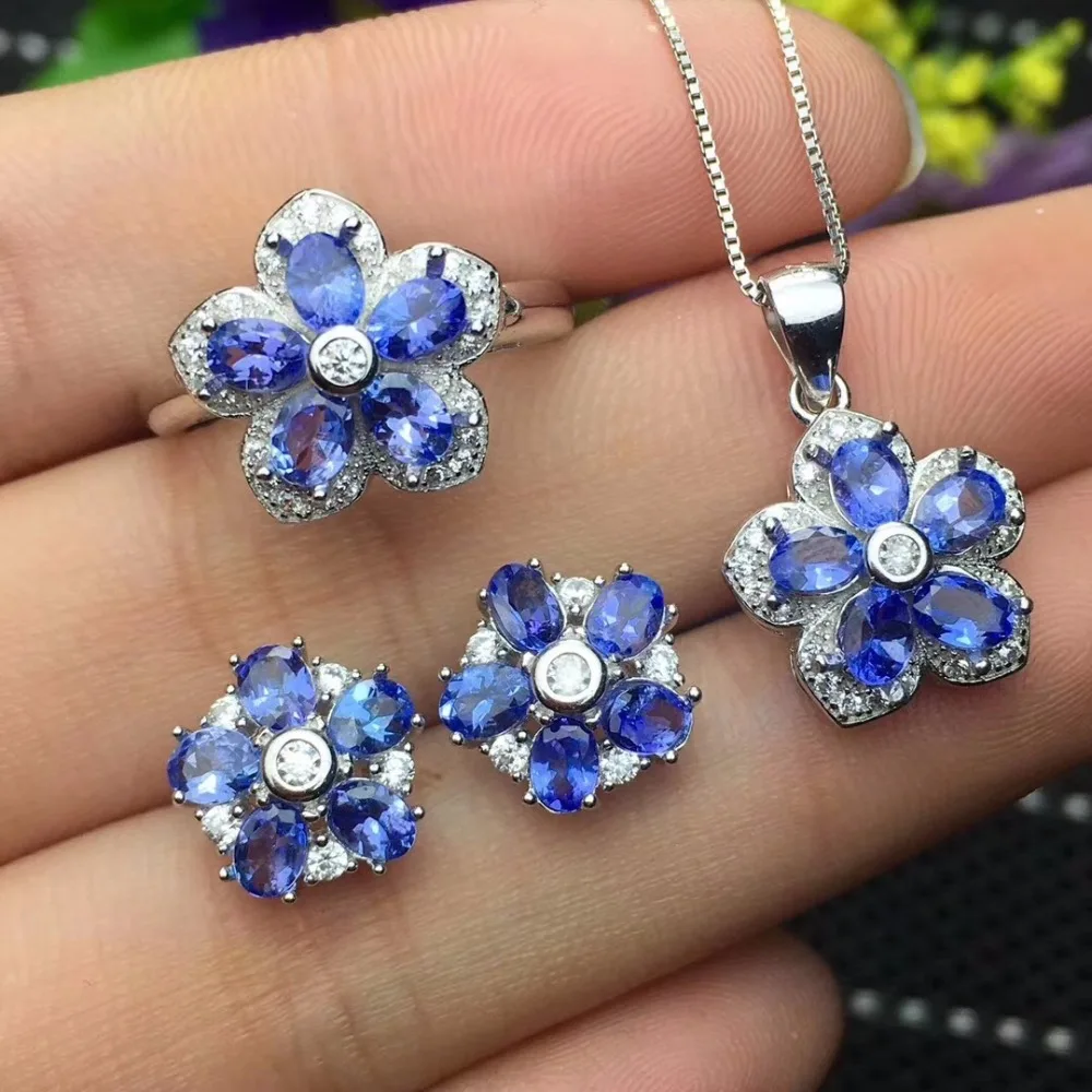 Columbia natural tanzanite set ring earrings necklace fashionable with