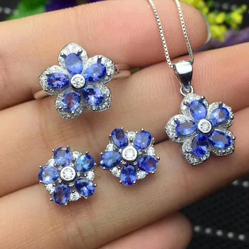 

Columbia natural tanzanite set ring earrings necklace fashionable with new design quality 925 Silver