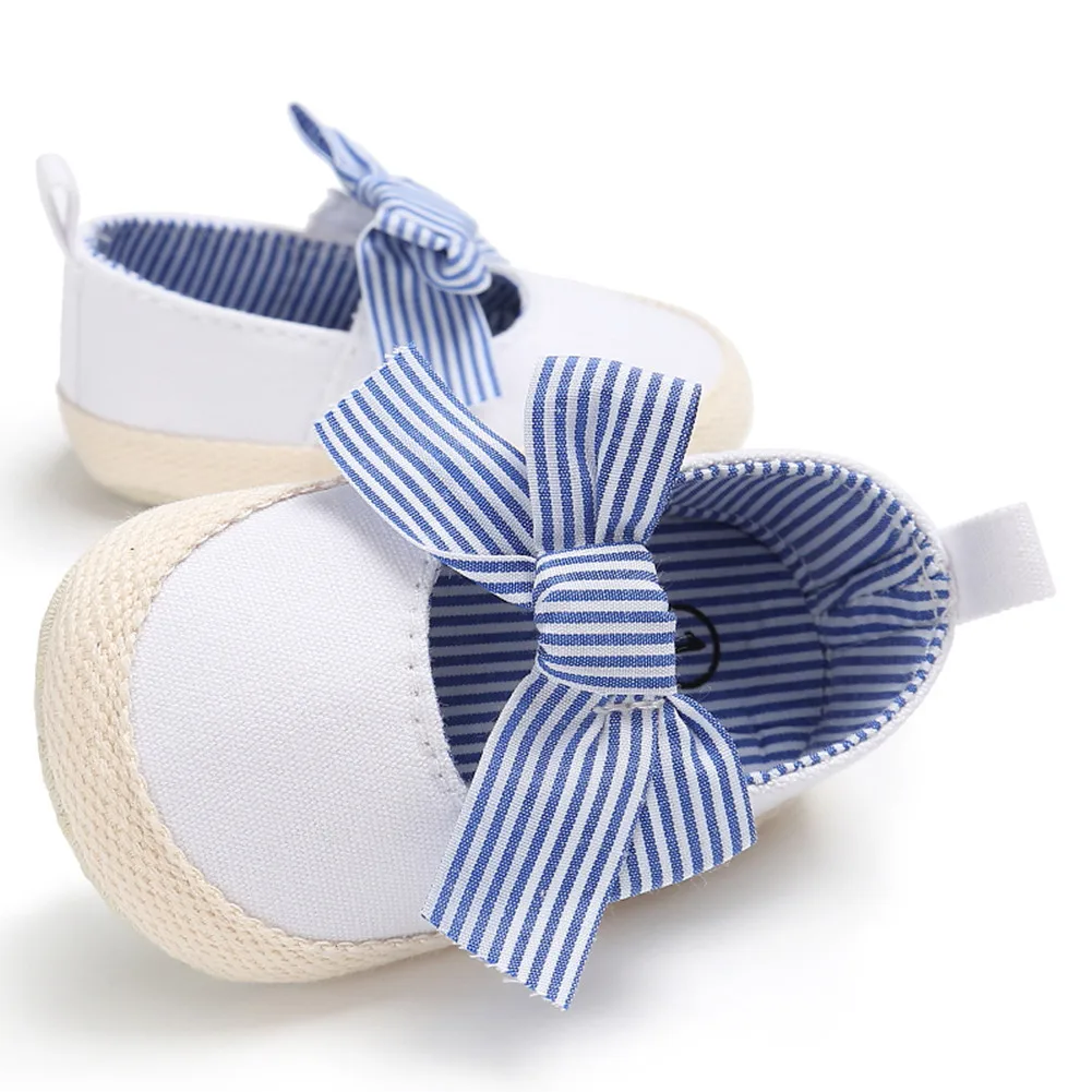 

Toddler Baby Shoes Newborn Girls Soft Soled Casual Cotton Princess Striped Crib Shoes Prewalker One Pairs