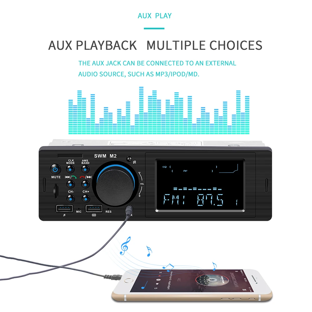 SWM M2 классическое Bluetooth винтажное автомобильное радио MP3 плеер стерео USB AUX классическое автомобильное стерео аудио