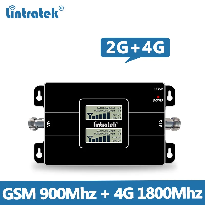 Lintratek двойной ЖК экран усиления 65dB мобильный телефон повторитель GSM сигнала 900 МГц