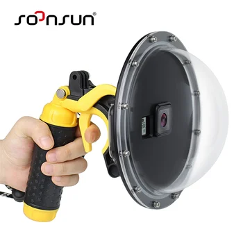 

Soonsun Waterproof 6" Dome Port Camera Diving Lens Cover W/ Pistol Trigger Grip For Gopro Hero 5 6 Hero5 Hero6 Black Camera