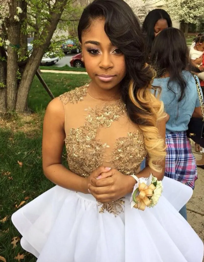 New Short Graduation Homecoming 2018 See Through White Ball Gown