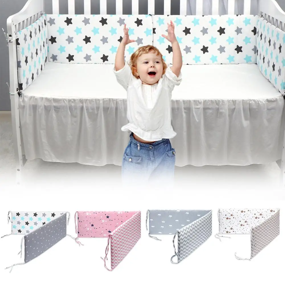 

1.33M Hot Baby Bed Crib Bumper U-Shaped Detachable Cotton Newborn Bumpers Infant Safe Fence Line bebe Cot Protector