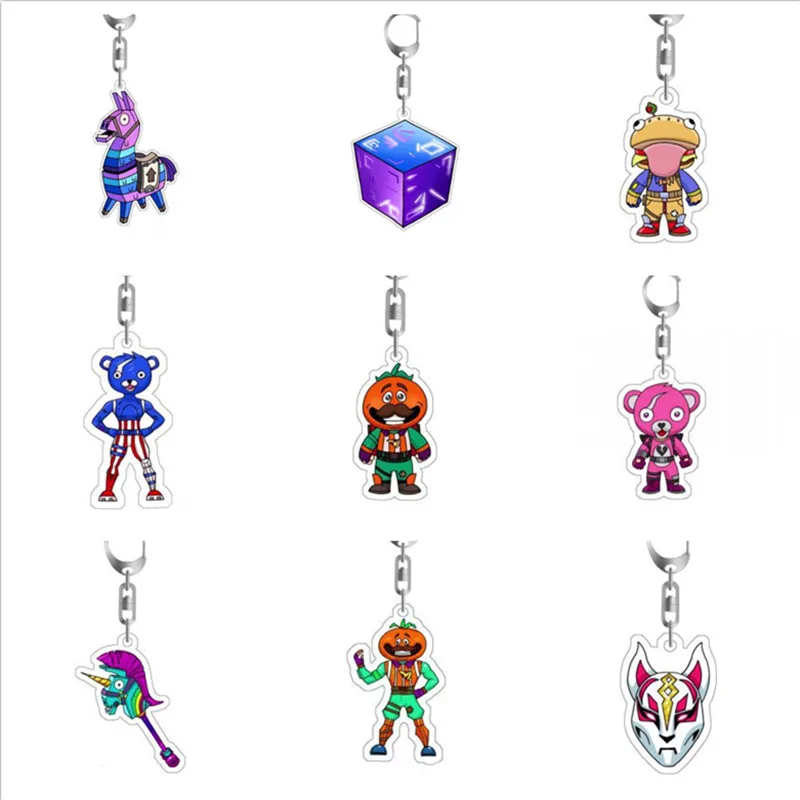 

34 Styles Game Figures KeyChain Soldiers Pink Bear Rainbow Horse Fox Action Figure Toys for Key Ring