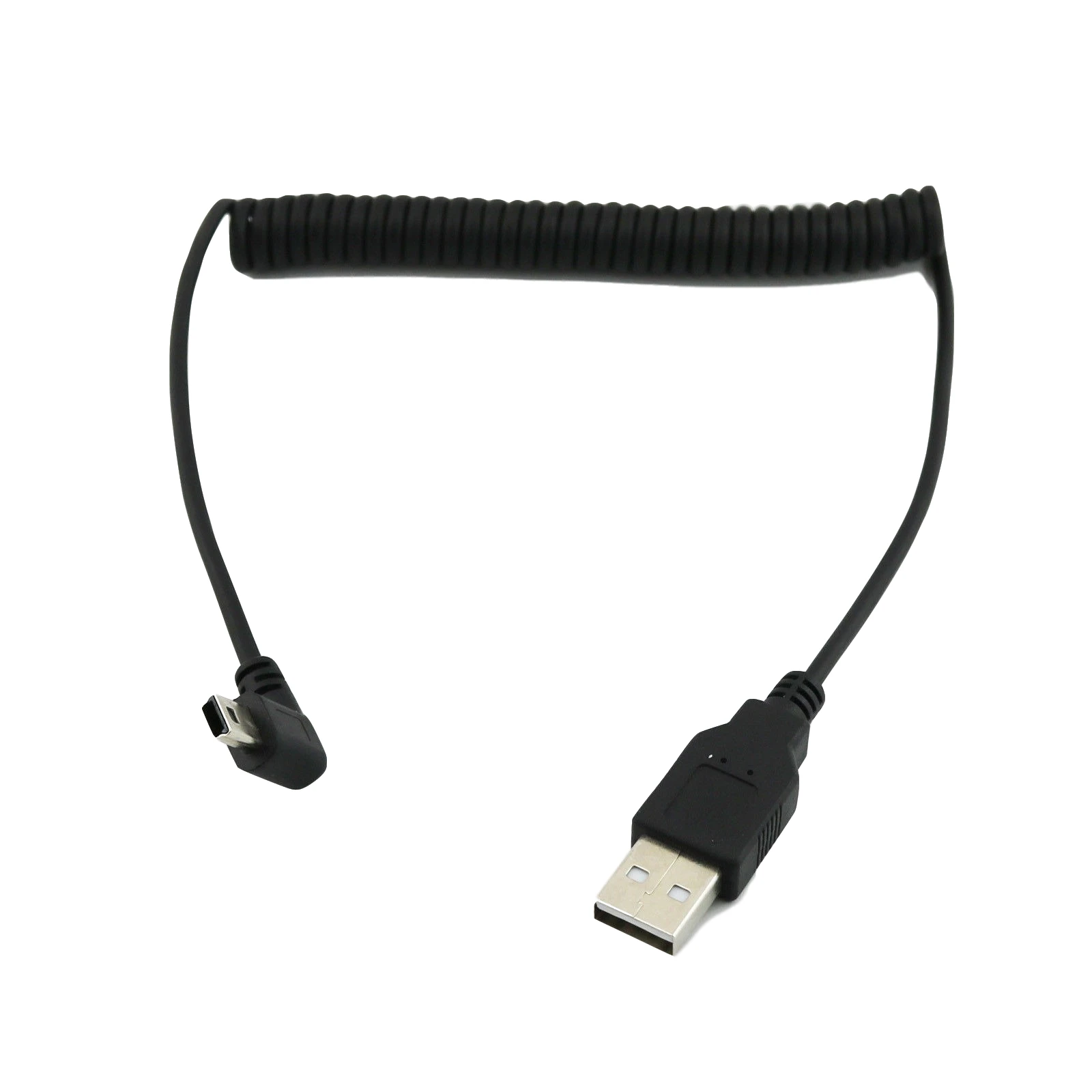 1 шт. USB 2,0 A папа-мини-usb 5-контактный прямоугольный 90 градусов Спиральный Кабель-адаптер 5 футов