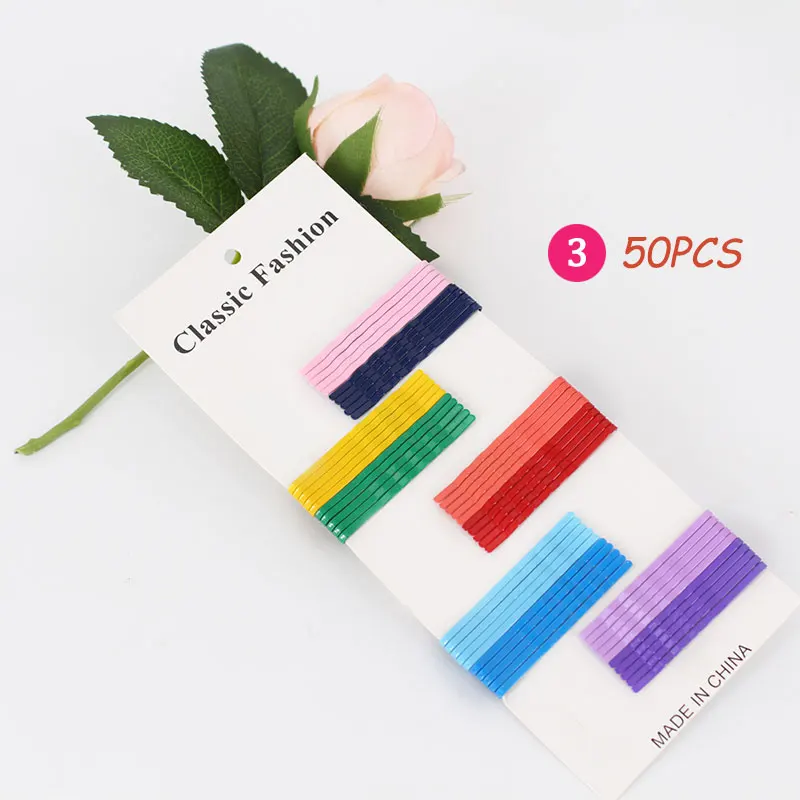 40/50pcs 5.5/6cm Hair Clip for Hair Clips Wave Flat Curved Hairpin Styling Metal Barrette Candy Color Bobby Pins for Women Girls