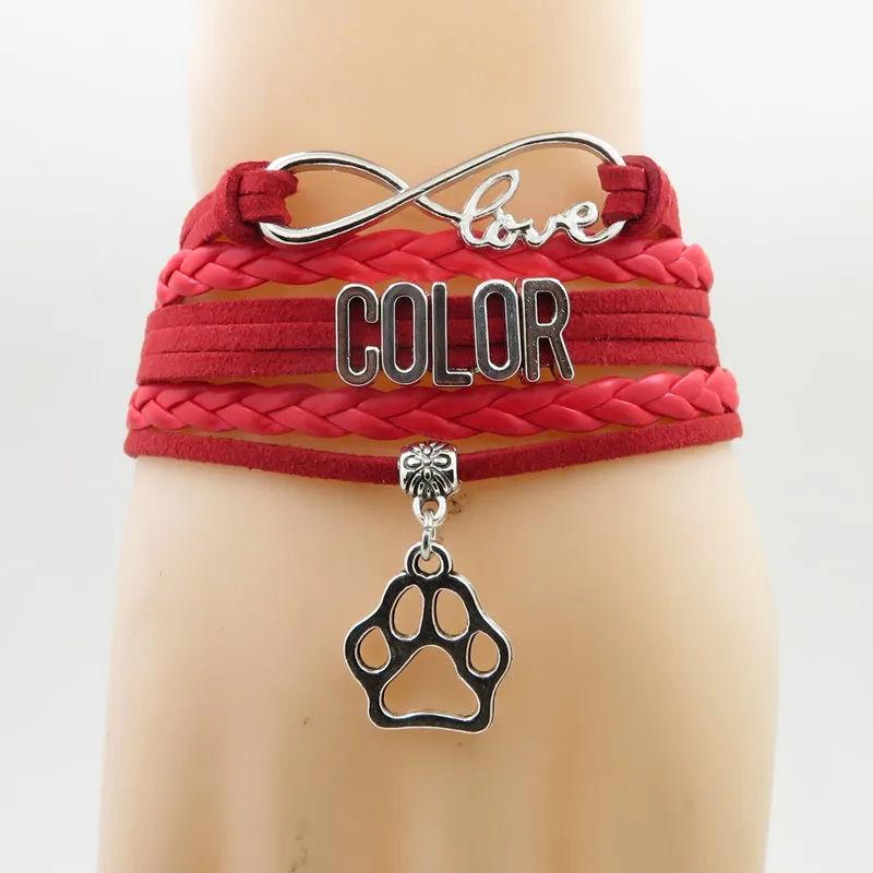 love stafford mom bracelet dogs paw charm stafford mom bracelets& bangles for women and man stafford dogs bangle - Окраска металла: Red - stafford mom