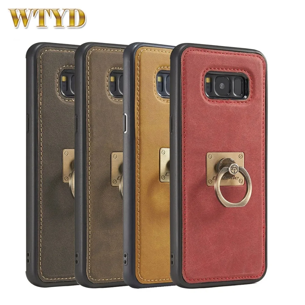 CaseMe for Samsung Galaxy S8 + G9550 Case Cover PU Crazy Horse Texture Magnetic Protective Back with Ring Holder Lanyard |