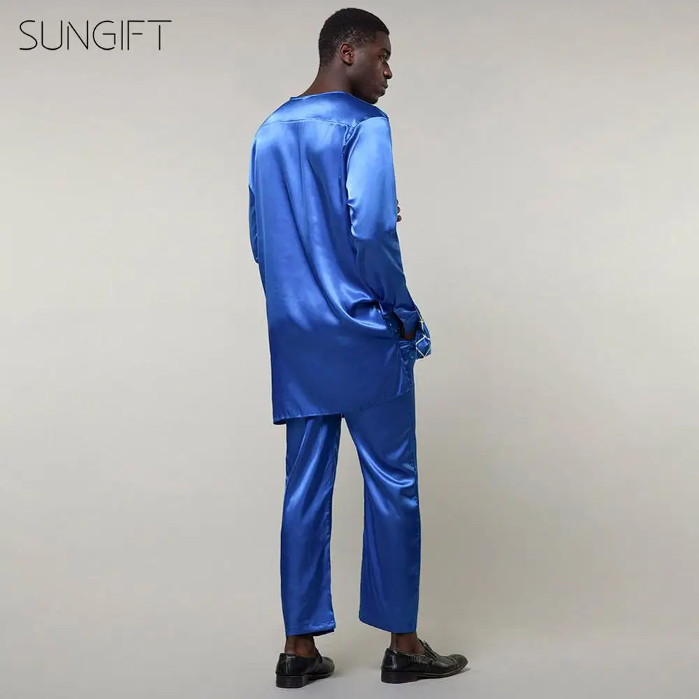 SUNGIFT Африканский Традиционный мужской топ с длинными рукавами Топ Дашики племен большого размера мужские одежды африканская мужская одежда(2 шт. 1 комплект