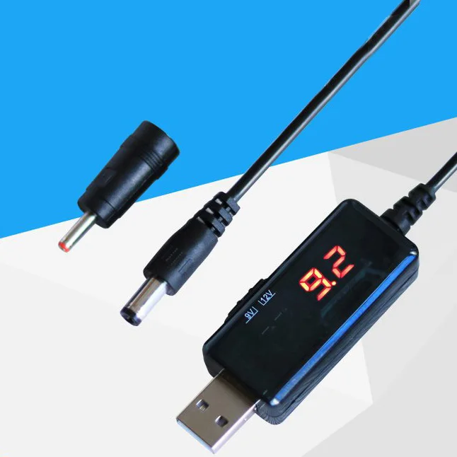 Step Up Voltage Converter Display USB to DC Boost Cable Router USB Step-up Converter Cable 9V//12V