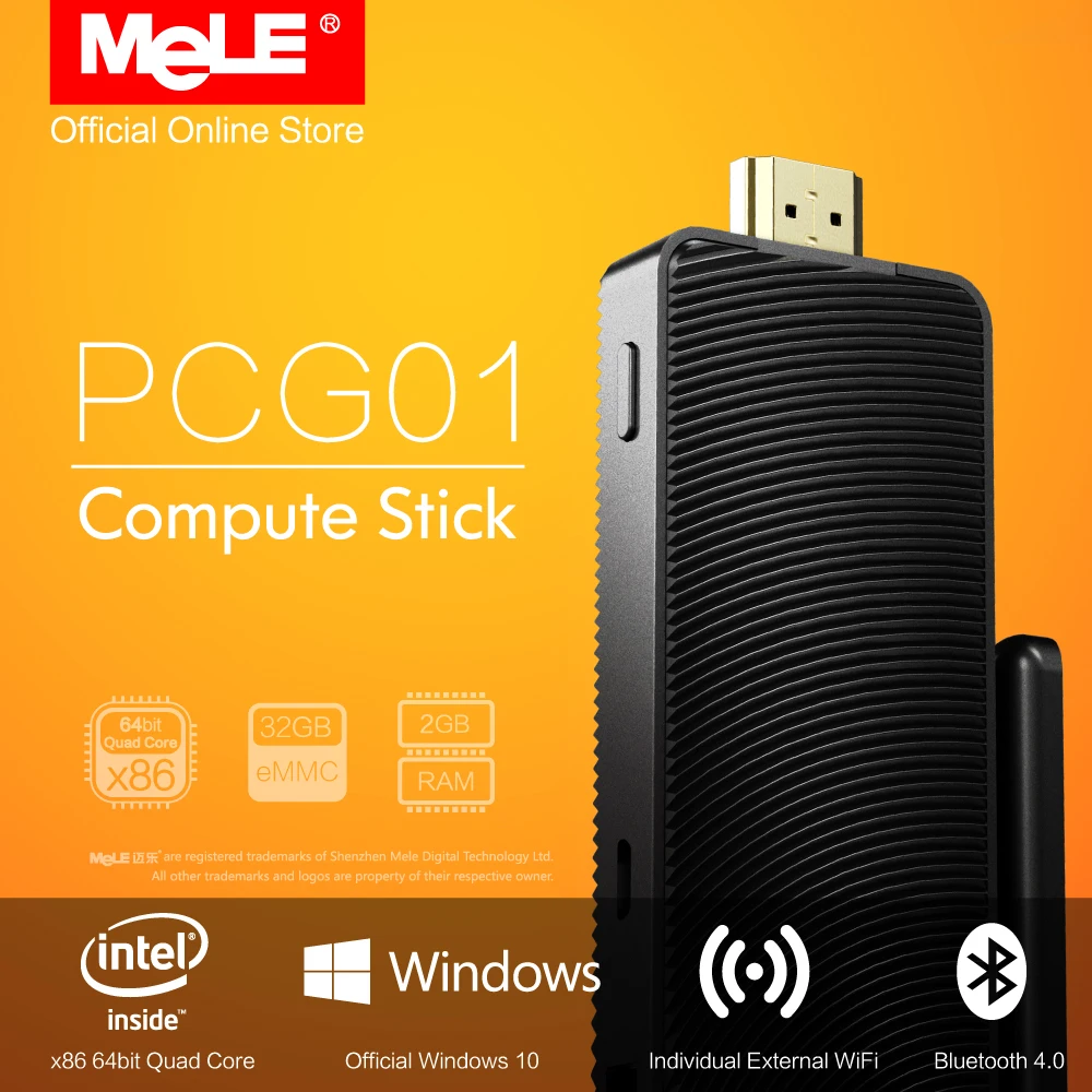 Fanless Intel Mini PC Stick MeLE PCG01 Quad Core Mini PC Windows 10