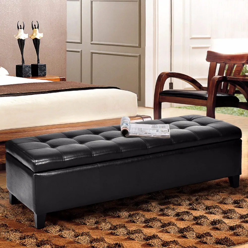 Goplus 51'' Storage Ottoman Bench Modern PU Leather Home Accents Tufted Rectangular Living Room Organizer Footstool HW56301 Goplus 51'' Storage Ottoman Bench Modern PU Leather Home Accents Tufted Rectangular Living Room Organizer Footstool HW56301