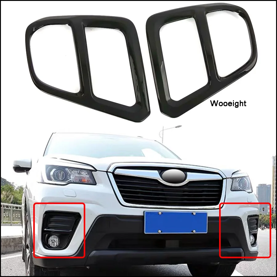 

Wooeight 2Pcs Car Styling Carbon Fibre Cover Trim Front Head Fog Light frame Sticker Decoration For Subaru Forester 2019 LHD