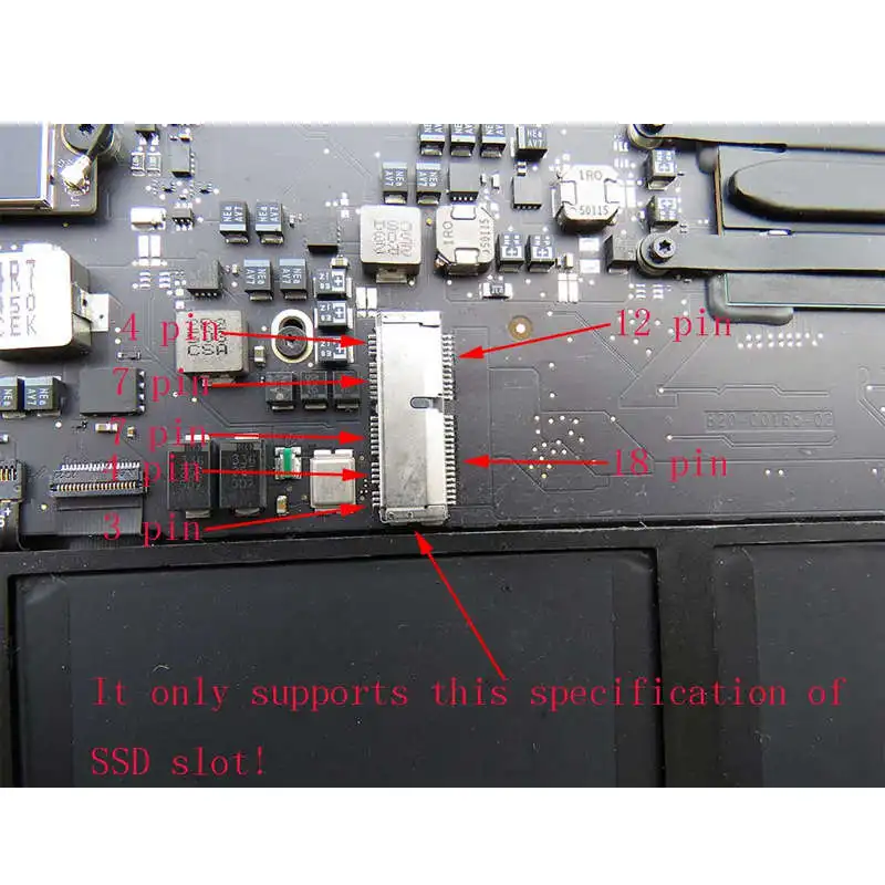 12 및 16 핀 Ngff M.2 Nvme Ssd 변환 카드 어댑터 카드, 맥북 에어 A1465 A1466 프로 A1398 A1502 업그레이드 2013-2015 지원