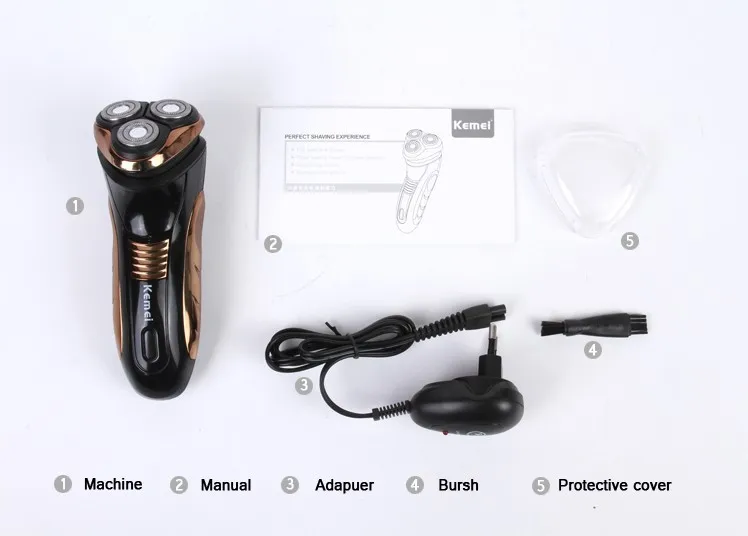kemei 3D electric shaver face care groomer shaving machine rechargeable shaver trimmer washable beard razor men barbeador