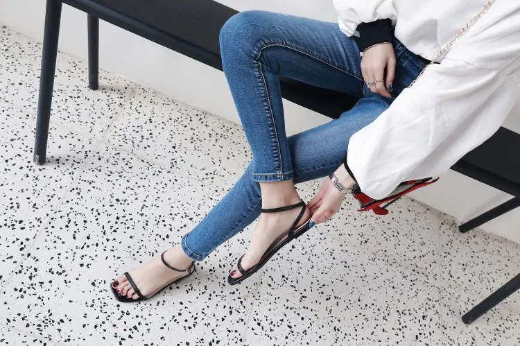 

Big Size 9 10 high heels sandals women shoes woman summer ladies Flat-soled sandals with one word