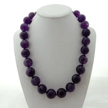

20" 18mm Natural Faceted Round Ametyst Necklace