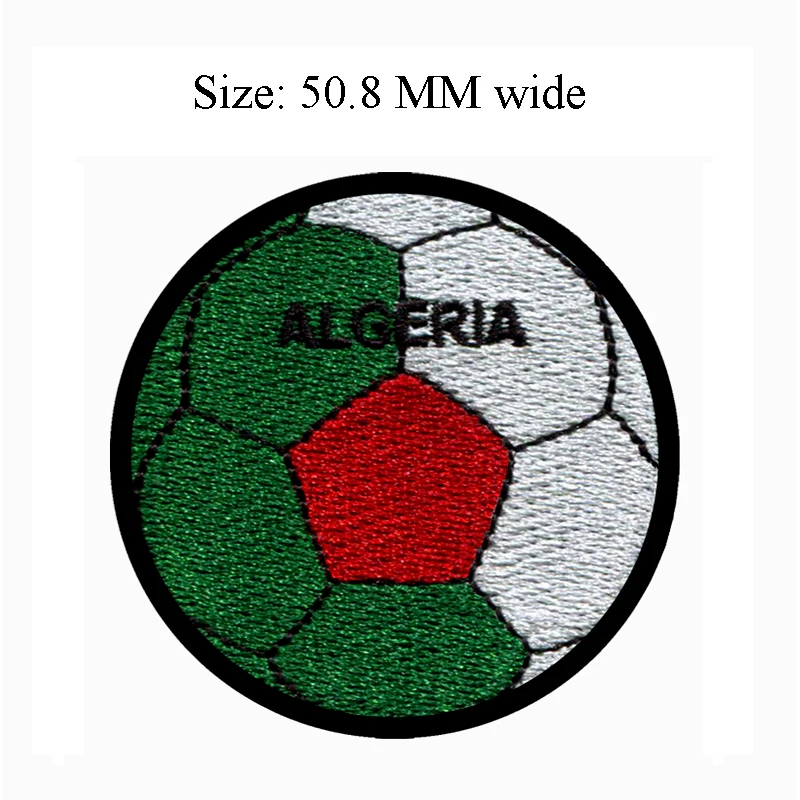 50.8MM wide ALGERIA patch of soccer ball custom embroidered patch/cloth patch/football