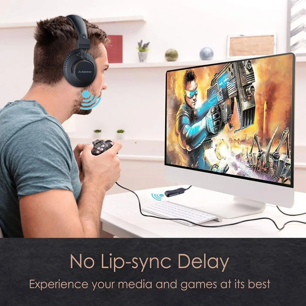 Avantree DG59 (M) auriculares inalámbricos para juegos micrófono y Bluetooth transmisor de Audio US