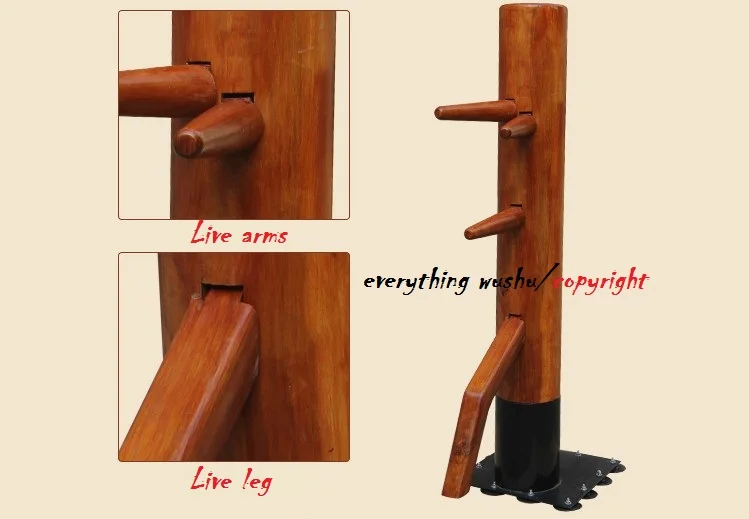Cheap Solid Locust Wood Wing Chun Wooden Dummy Muk Yan Jong Suction Cup Style Kungfu Wooden Dummy 3