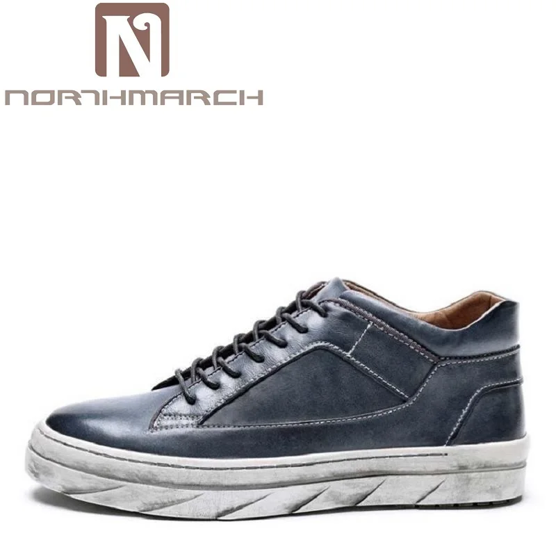 Noir Chaussures Véritable Lace En pu Vache Court Peau Mens Casual Cheville Ciel Cuir Up New Hommes Mode Marque Northmarch Bottes De RLq3Aj54