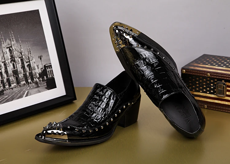 Formais Do Sapatos Aço Zapatos Genuíno Dos Hombre Sapatas De Pointy Italianos Dedo Preto Vestir Pé Mocassins Marcas Mens Escritório Couro Homens qnw7gvwFY