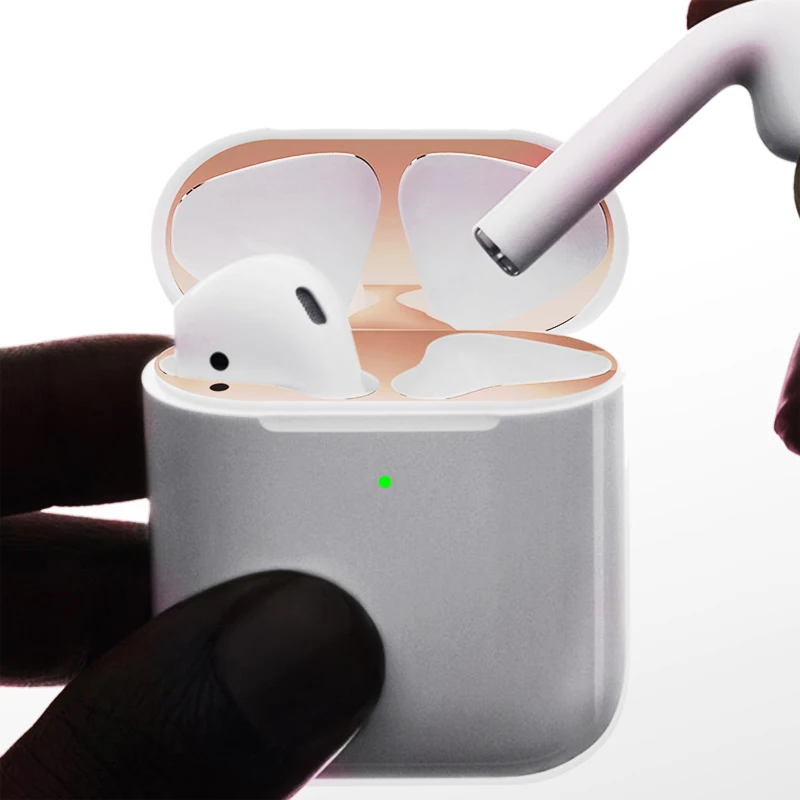 Защита от пыли для Apple Airpods 2 металлические наклейки беспроводные Защитные пленки