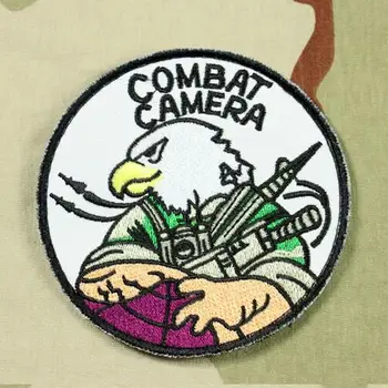 

5pcs Embroidery Combat Camera Patch Hook Military Eagle Tactical Badge Cloth Army Brassard Morale Armband 9cm