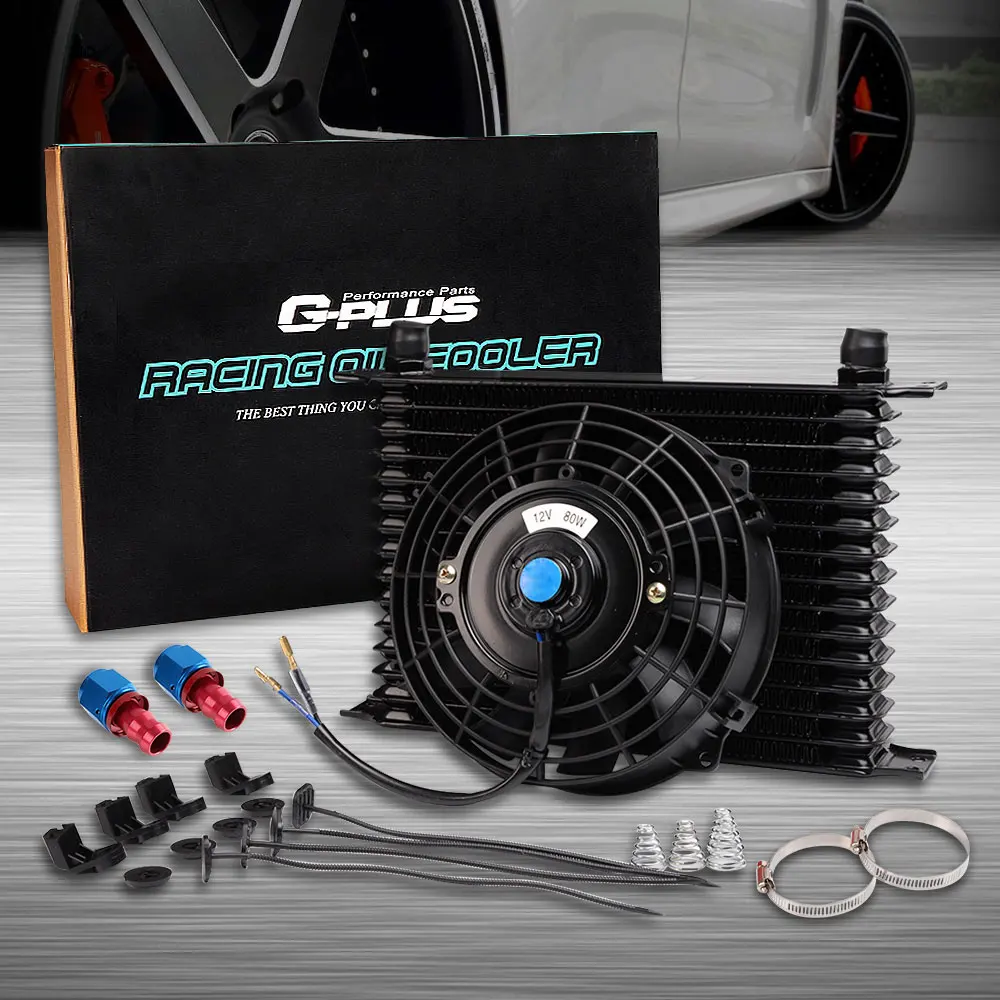 Racing Aluminum 15 Row AN 10 AN Transmission Oil Cooler Tank Core Black