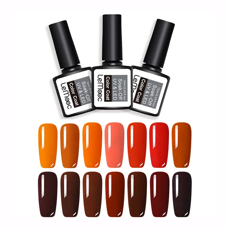 

LEMOOC 12ml Nude Series Gel Nail Polish Dark Red Pumpkin 50 Colors Soak Off LED UV Gel Varnish Long Lasting Nail Art Lacquer